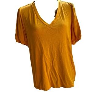 Riley & Rae Mustard V-Neck Short Sleeve Top